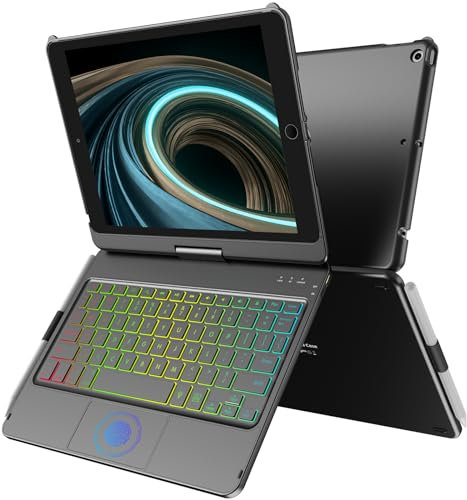 CC Store Touchpad Keyboard Case for iPad 9th Generation 10.2,for iPad 9th/8th/7th Generation Case with Keyboard,Multi-Touch &Backlit Keys,360° Rotatable &Pencil Holder,iPad 9th Gen(Black)
