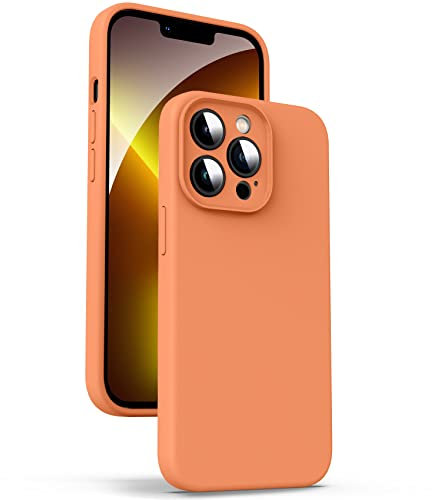 Supdeal Custodia in Silicone Liquido per iPhone 13 Pro, [Protezione Fotocamera] [Anti-Impronta Digitale] [Ricarica Wireless], Cover Case in Microfibra Incorporata, 6,1, Arancia