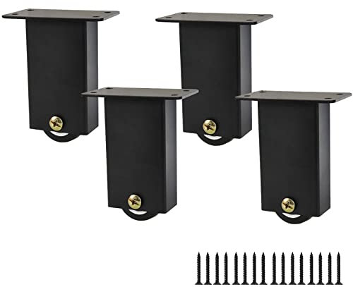 FarBoat 4 patas de acero para muebles con ruedas, patas móviles para sofá, mueble de TV, mesa de café, escritorio (altura 4 pulgadas, negro)