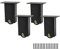 FarBoat 4 patas de acero para muebles con ruedas, patas móviles para sofá, mueble de TV, mesa de café, escritorio (altura 4 pulgadas, negro)