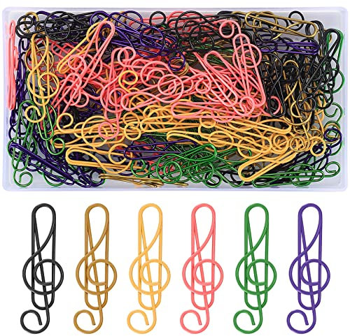 108 Pièces Trombones Notes de Musique, Trombones en Métal pour Bureau, Multicolore Trombones de Papier, pour Bureau École Livre Document Papier Photo