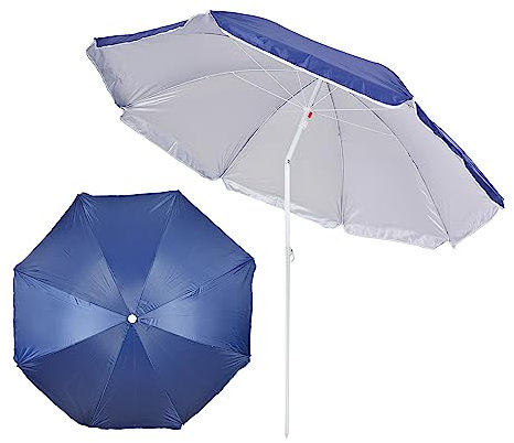 H HANSEL HOME Sombrilla Playa Inclinable de Acero Parasol Playa Plegable Protección Solar - 200cm, Azul Oscuro