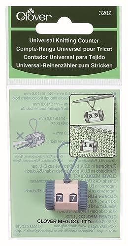 Clover 3202 Universal Knitting Counter Reihenzähler, Pfirsich und Grau