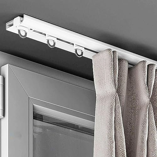 7,1mm Ultradünne Vorhangschiene, Unsichtbare, Innenliegende, Schwebende Fenstervorhangstange, U-förmige, Stumme Gardinenschiene Aus Aluminiumlegierung, Belastbar Mit 20kg, 1-4m ( Color : White , Size