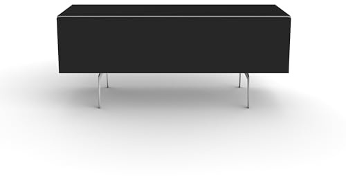 Meliconi Kingsbury - Meuble TV Noir avec Porte en Tissu Acoustique Noire
