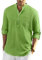 Enlision Mens Apple Green Cotton Linen Shirts Long Sleeve Shirt Button Down Henley Shirts Lightweight Casual Plain Tops for Men XL