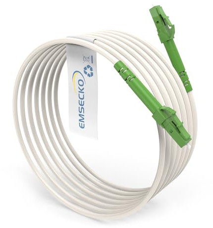 EMSECKO LC/APC 8° vers LC/APC 8° mâle 3.0mm fibre optique Câble patch 9/125μm LSZH, FTTH fibre optique Blanc (7M)