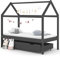 Festnight Hausbett Kinder 80 x 160 mit Schubladen Kinderbett 80 x 160 mit Schubladen Stauraumbett 80x160 Holzbett mit Schubladen Massivholz mit LattenrostDunkelgrau 80 x 160 cm