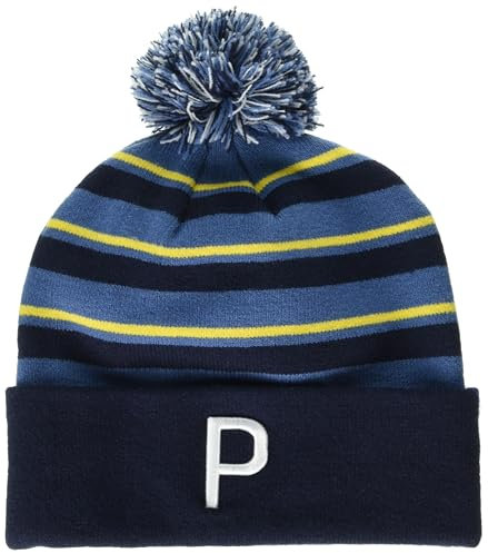 pumagolf Herren Wrmlbl Stripe Pom Beanie Verschluss, Dunkelblaues Horizon-Pelé-Gelb, Einheitsgröße