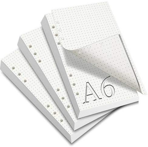 SWTYExt 180 Blätter A6 Nachfüllpapier Gepunktet, 6 Löcher A6 Papier Nachfüllbare Refill Paper Nachfülleinlagen Ringbucheinlagen für A6 Notizbuch Skizze Tagbuch Malerei Bullet Journal