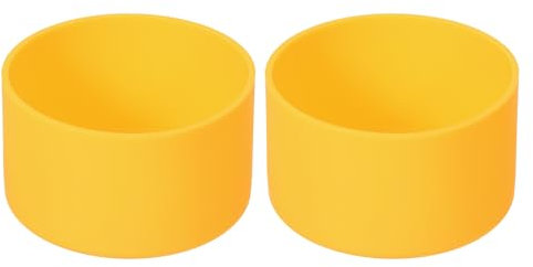 sourcing map 2pcs 7.5cm Protective Silicone Boot Sleeve for 12-24 oz, Water Bottle Bottom Anti-Slip Sleeve Cover, Universal Cup Bottom Accessories, Yellow