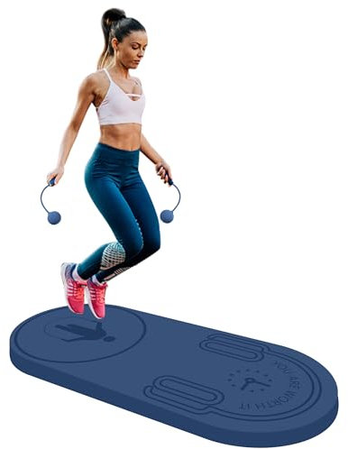 LaiEr Jump Rope Mat,Knees Protection Impact Absorption Jumping Rope Mat Fitness Exercise Mat Non-Slip for Home Gym（Blue,140cm*62cm*30mm）