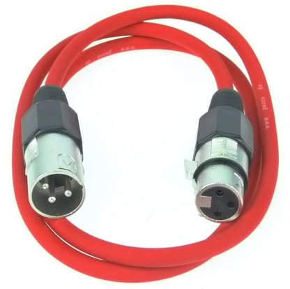 Paccs 1 Stück 1 m Mikrofonkabel Rot XLR Stecker male auf XLR Buchse female - Symmetrisch Audio Kabel DMX OFC-Kupfer