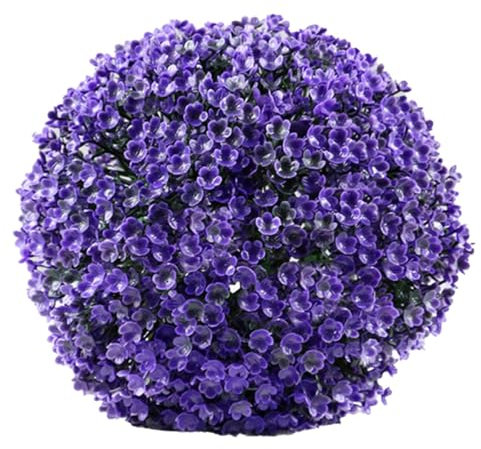 Lesunbak Buchsbaumkugel, Künstlich Buchsbaumkugel Ø 10-30 cm, Buchsbaum Kugel UV-beständig, Künstlicher Buchsbaum Pflanzen Kugel, Dekorative Kugelpflanzen Für Haus Garten Hochzeit Lila 18cm