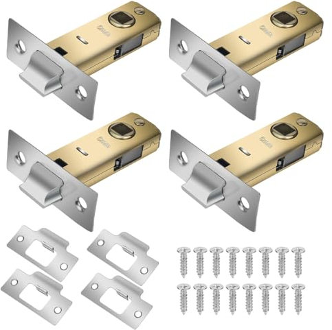 XTDMJ Pack of 4 Door Latch Chrome Tubular Latch 65mm, Tubular Door Latch Internal Door Latch for Kitchen, Bathroom, Door Barrel Compatible with Various Door Lock Handles