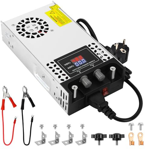 NUOWEIDE Regolabile DC 0-48V Alimentatore 12.5A 600W Trasformatore 230V AC a DC 0-48Volt convertitore 0-12.5A 600W Alimentatore con LED Display, per Pompa Telecamera sicurezza Auto Stereo 3D Stampante