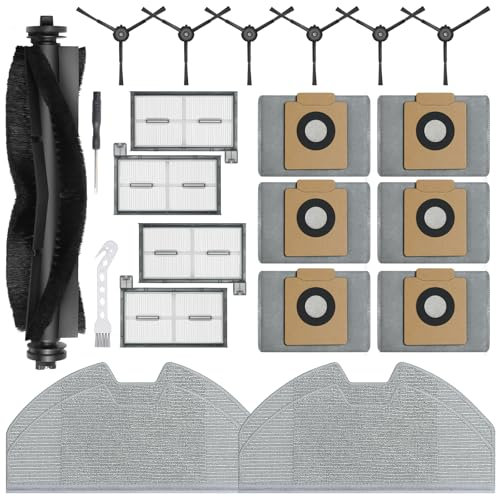 BUXEBUX 23 Stück X8 Pro Ersatzteile Zubehör für Eufy X8 Pro Saugroboter, 1 Rollenbürste, 4 Filter, 4 Wischpads, 6 Seitenbürsten, 6 Staubsaugerbeutel, 1 Reinigungswerkzeug, 1 Schraubendreher