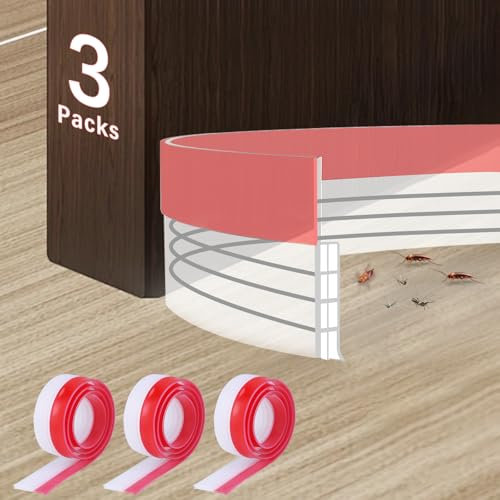 3stk Türdichtung Unten, 3-Lagige Zugluftstopper für Türen, Türdichtung Selbstklebend Türbodendichtung, Türdichtung Zugluftstopper, Flexible Zugluftstopper Haustür für Schallschutz (Transparent)