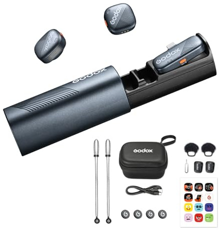 GODOX Cube-SL Kit2 One-Trigger-Two 2,4G Kabelloses Mikrofon magnetisch, Dual-Mode-Rauschunterdrückung 300M Übertragung Rec-Steuerung Eingebauter Akku mit Ladehülle Ersatz für iPhone 14/13/12/11/10