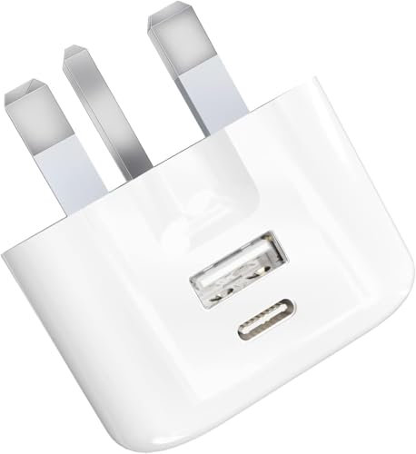20W Fast Charger Plug USB-C PD Charging Adaptor for 16/16 Plus/15 Pro Max/14/14 Pro Max/13 Pro Max/12 Mini/SE 2022,iPad, Air Pods Pro,Galaxy S24 Z Fold 6/ Flip 6 Pixel 9a, Dual Ports Adapter (White)