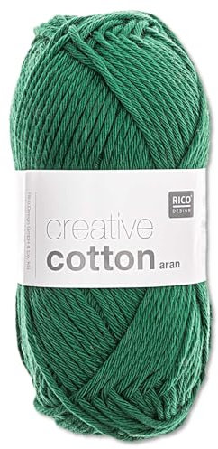 Frida's Wollhaus Rico Design 50 g Creative Cotton Aran Wolle Stricken Häkeln 63 Farben (49 | Grün)