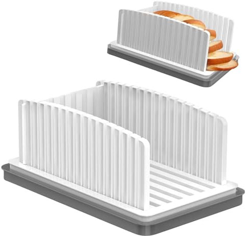 Bread Slicer for Homemade Bread, Adujustable Bread Cutter Bread Slicer Machine Foldable Sourdough Slicer, Bread Cutter Slicer for Cutting Homemade Bread, Bagels, Cakes, Loaf, Toast(Colour:White)