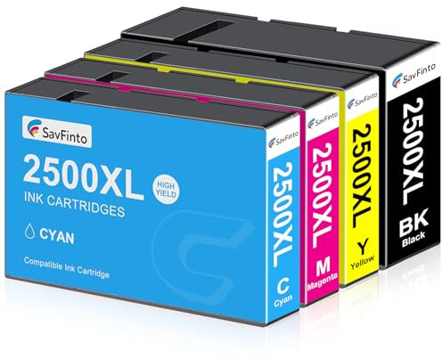 SavFinto 2500XL Druckerpatronen Ersatz für Canon PGI-2500XL Tintenpatronen Kompatibel für Canon Maxify iB4050 iB4150 MB5000 MB5050 MB5100 MB5150 MB5155 MB5300 MB5350 MB5400 MB5450 MB5455 (4 Stück)