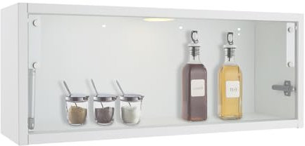 LUNICASHA Armario de cristal para cocina, armario de cocina, armario colgante montado en la pared, apertura telescópica, armario de cocina, 60 x 30 x 18 cm, 80 x 18 x 30 cm