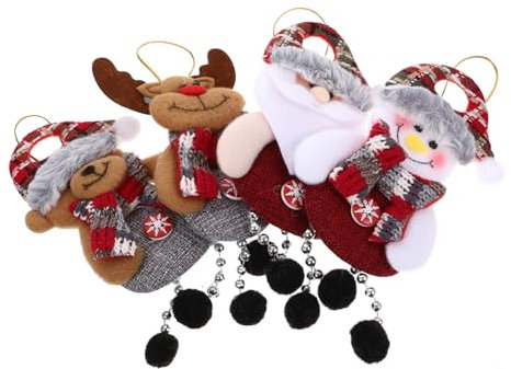 PartyKindom 4 Stück Weihnachtsanhänger aus Stoff Weihnachtsbaum-Hängeanhänger Weihnachtsfensterlichter Figur christbaumanhänger weihnachtsbaumanhänger weihnachtsdeko Weihnachtsfeierverzierung