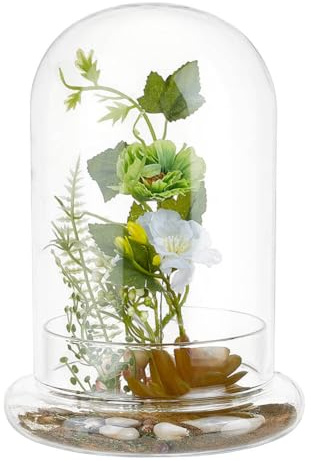 PH PandaHall 21x15cm - Campana de cristal con base transparente para terrario maceta de cristal para cactus plantas suculentas decoración de mesa sin orificio de ventilación