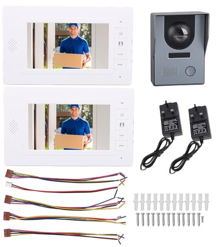 Gearwell Video Intercom, 7 Inch Screen Wired Doorbell System with Two Way Audio, Video Door Entry Intercom for Villas Homes Offices