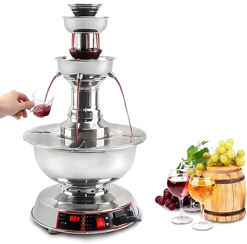 RoyceBee 3-Stufiger Partybrunnen Für Rotwein & Cocktails - Elektrischer Getränkebrunnen, 3.5L Kapazität, Temperatur Einstellbar 0-100°C - Perfekt Für Feiern, Events & Hotel