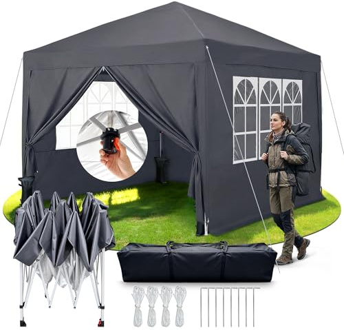 RidgeRover 3x3 Faltpavillon, Winterfest Pop Up Pavillon mit 4 Seitenwänden Wasserdicht & Stabil, Höhenverstellbar – Ideal als Partyzelt, Gartenpavillon & Faltzelt für Camping, Festival und Party