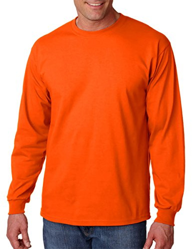 Gildan Men's Double Needle Bottom Hem Rib Knit T-Shirt, Orange, Small