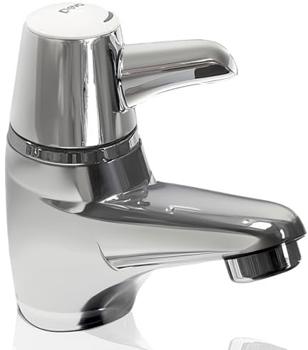 Deva Sequential Basin Mixer Tap Chrome-Anti Scald Easy Use Single Lever Hot & Cold Thermostatic Flow Control TMV3-Healthcare Commercial Bathroom Sink Faucet Silver SOL003 – 5 Year Warranty