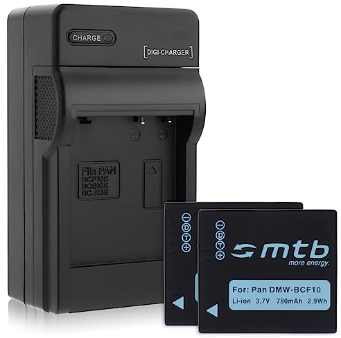2 Batteries + Chargeur (Auto/Secteur) pour Panasonic DMW-BCF10E / Lumix FS10, FS15, FS30, FX700... Voir liste!