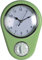 Horloge murale design rétro des années 50 « Kitchen » avec minuteur, vert