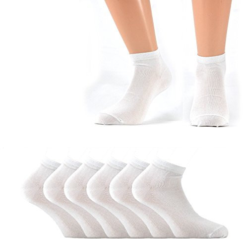 6 paia di mini calze caviglia in filo di scozia elasticizzato, bianco 41/43