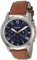 Fossil Watch for Men Grant, Quartz Chronograph Movement, 44 mm Silver Stainless Steel Case with a Leather Strap, FS5210