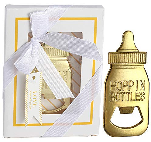 YFS 6 Pcs White Bottle Opener Baby Shower Return Gifts for Guest, Rose Gold Feeding Bottle Opener Wedding Favors,Super cute Party Favors Gift