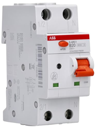 ABB S-ARC1 B20 AFDD + LS Brandschutzschalter 20 A 1P+N B-Char. | Fehlerlichtbogen-Schutzeinrichtung 6 kA für Hutschiene, 2TE Breite, Schutz vor Kurzschluss und Überlast, 2CSA255901R9205