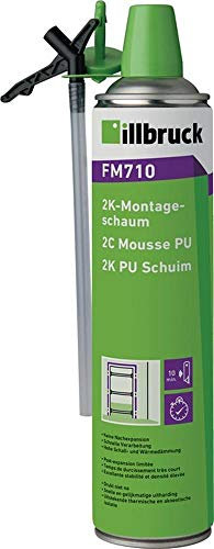 ILLBRUCK 2K-Montageschaum FM710 400 ml B2 grün mit Einweghandschuhen, 12 Stück