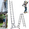 3.8M (1.9m+1.9m) Extendable A-Frame Ladder & Straight Ladder, Heavy Duty Multi-Purpose Stainless Steel Telescopic Loft Ladder, Portable Extension Extend Steps Ladder, Max Load 150kg, EN131