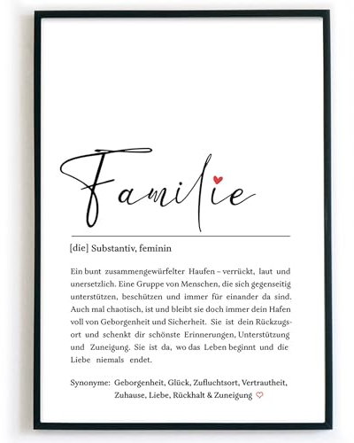 Familie Definition Bild – Geschenk Familie zum Geburtstag, Weihnachten, Vatertag, Muttertag, Geburtstagsgeschenk, Weihnachtsgeschenk, Familienposter Geschenkidee