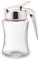 J&M Design Glass Syrup Dispenser Bottle for Maple Syrup, Honey Pot or Sugar Jar W/Handle Shaker For Pancakes, Coffee, Cereal Bowl, Tea Pour Spout Lid Easy Spoon Measure 7.5oz Container Holder