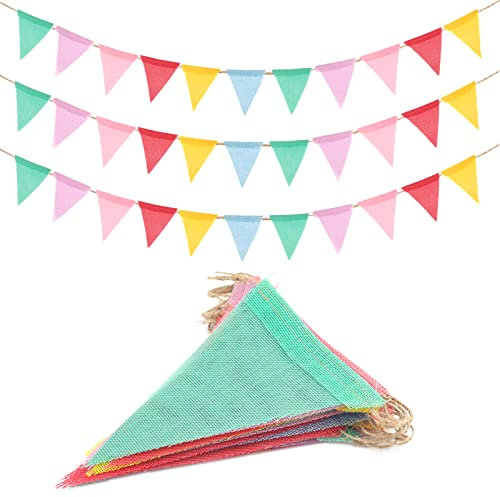G2PLUS 12m Wimpelkette Outdoor, Wimpel Girlande Wetterfest, 3 Stück 36pcs Garten Deko Girlande Bunt für Hochzeit Geburtstag Party Festival Dekoration