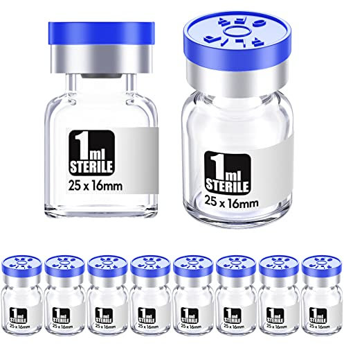 Ks-Tek Lot de 10 fioles stériles vides avec port d'injection auto-réparant, avec bouchon en plastique en aluminium, emballage stérile transparent 1 ml