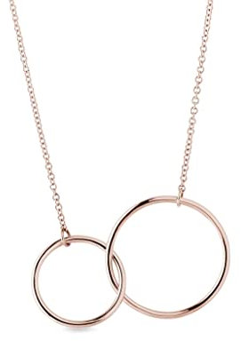 Kritz Damen Halskette Kreis Anhänger mit 2 Ringen Roségold - Halskette Zwei Kreise mit verstellbare Kette - Modisches Geschenk fur Frauen Colli