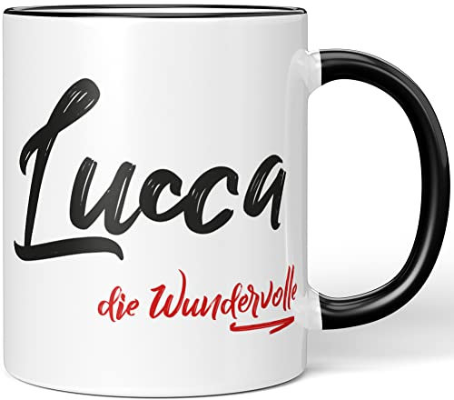 JUNIWORDS Tasse, Lucca, die Wundervolle, Schwarz (5262639)