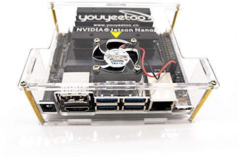 WayPonDEV Transparent Shell Case for Jetson Nano B01 Developer Kit 4GB RAM Single Board Computer (with Fan)